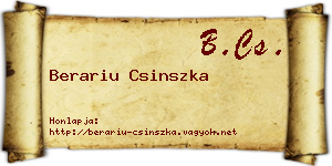 Berariu Csinszka névjegykártya